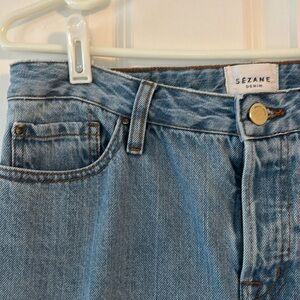 Sezane high rise straight leg button fly jean